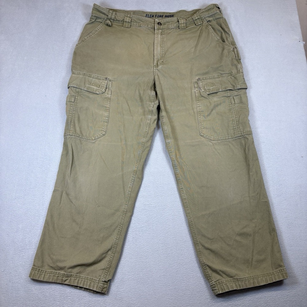 Duluth Trading Flex Fire Hose Cargo Pants Mens 42x32 Green Utility
